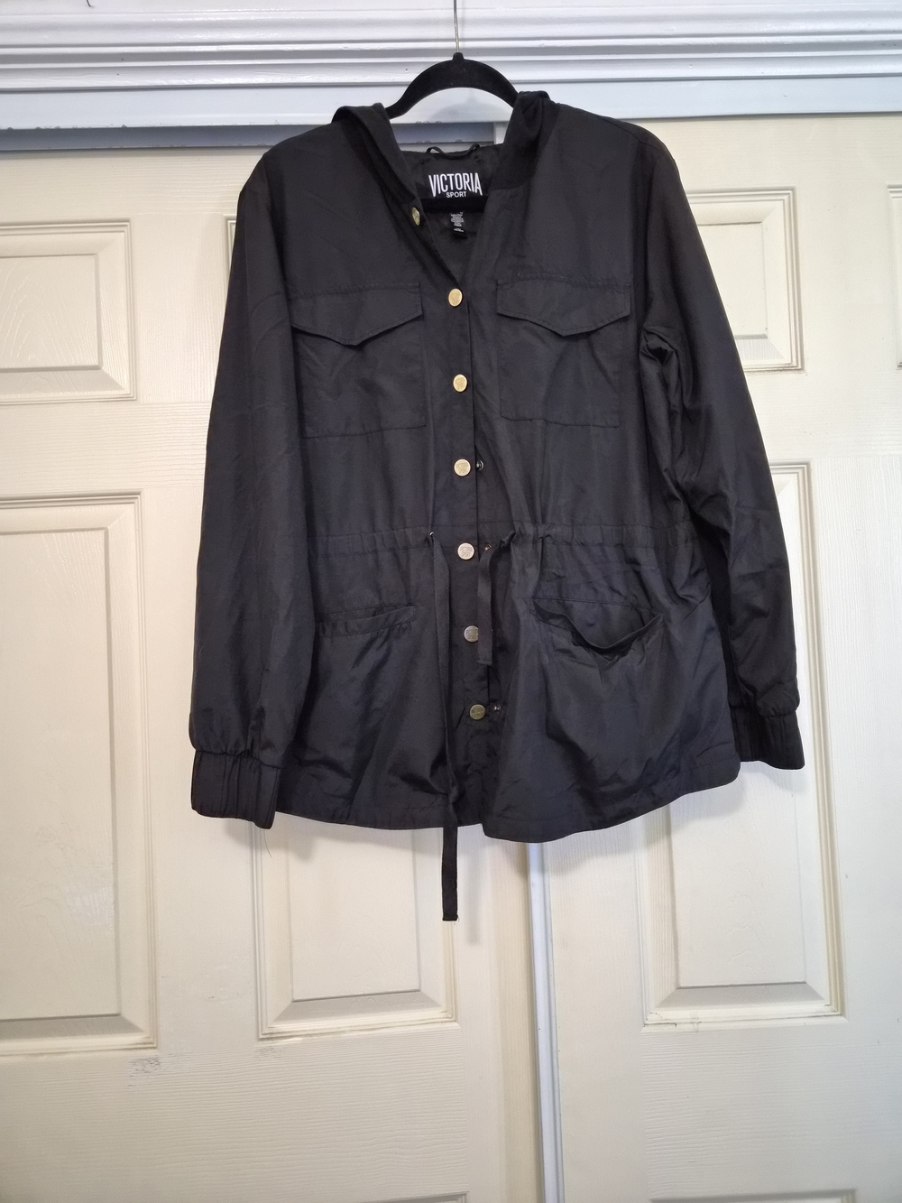 Black Hooded Lightweight Anorak Jacket